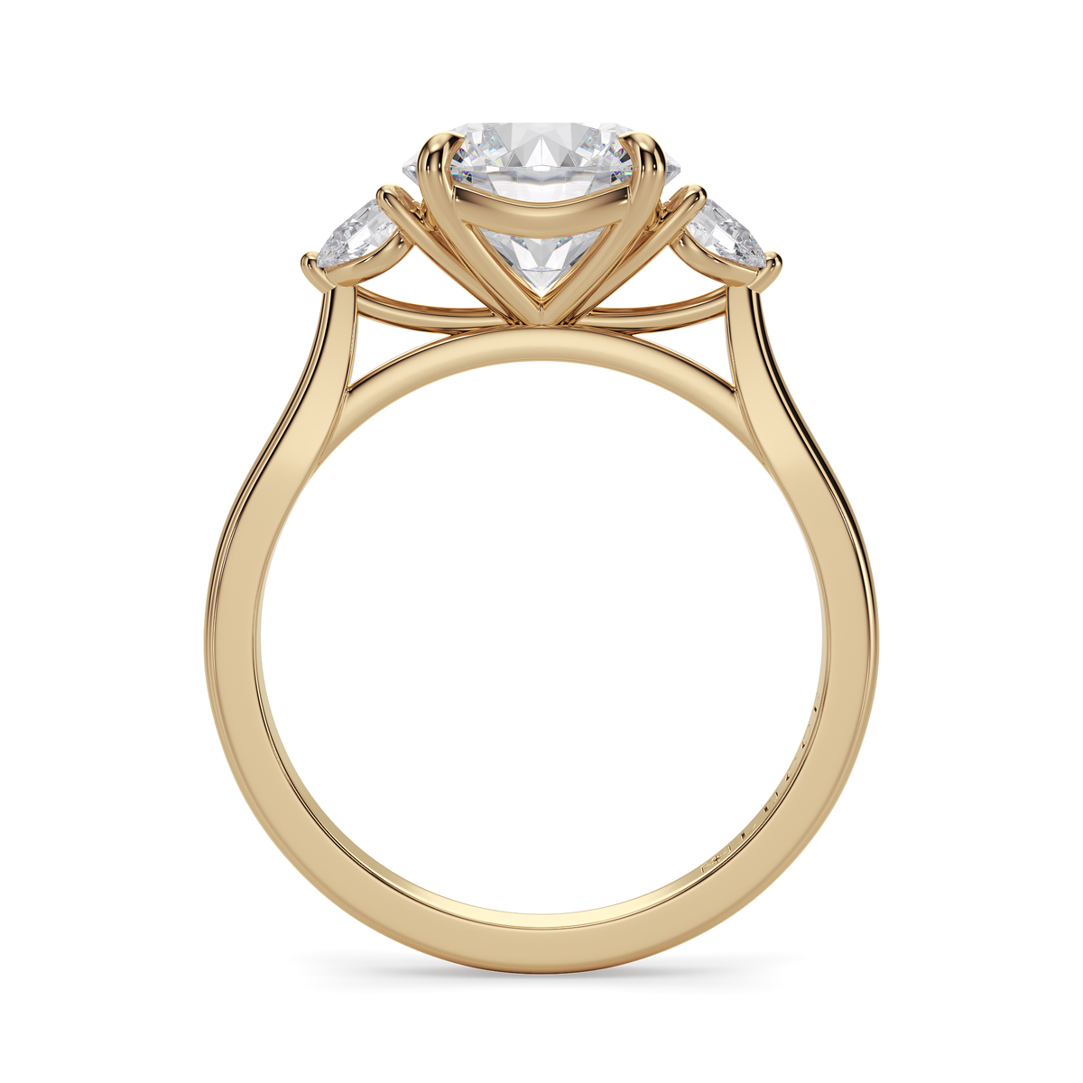 Load image into Gallery viewer, LUCCE Cathedral Three Stone Round Diamond Engagement Ring in Gold or Platinum
