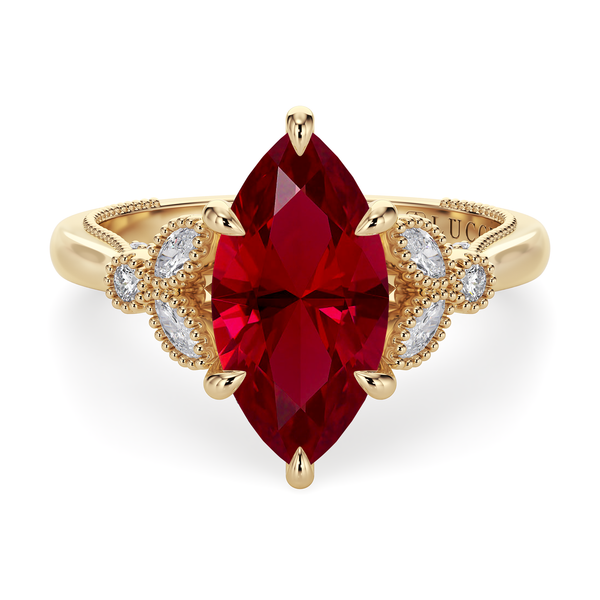 LUCCE STELLA™ Marquise AURORA™ Red Ruby 2.00ct 14K Yellow Gold