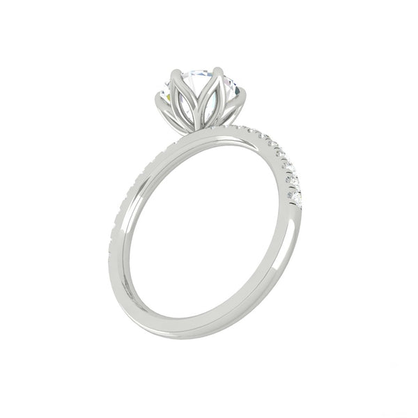 Lucce Lucia Pavé 6-Prong Round Moissanite