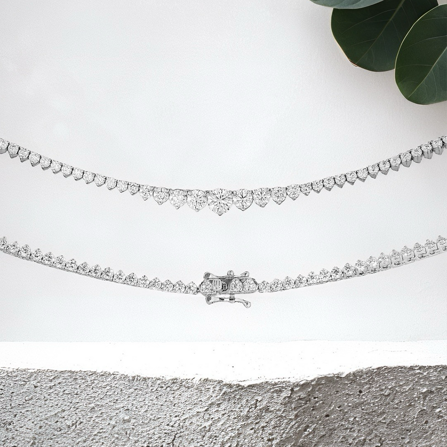 Load image into Gallery viewer, LUCCE TRINITY™ Tennis Necklace Natural Diamond 6.54ctw (Round 0.81ctw E VS1 GIA Center Stones) Platinum
