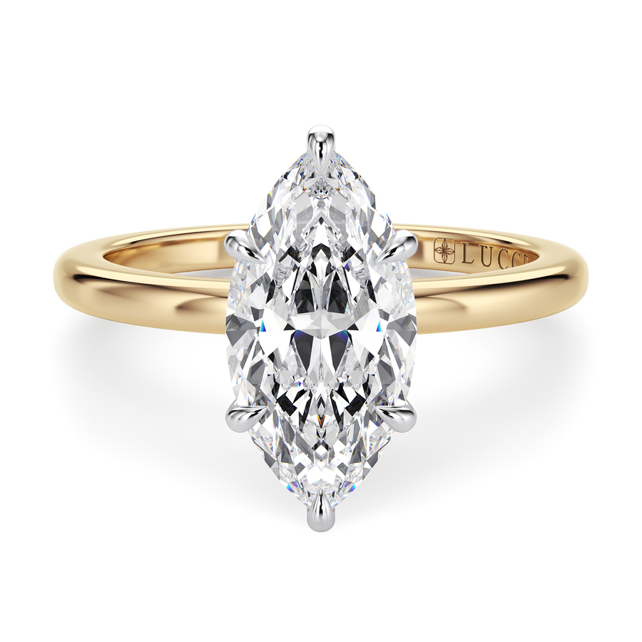 Load image into Gallery viewer, LUCCE VERONA™ Marquise Natural Diamond 0.50ct D VVS2 Ex GIA 18K Yellow Gold and Platinum Prongs
