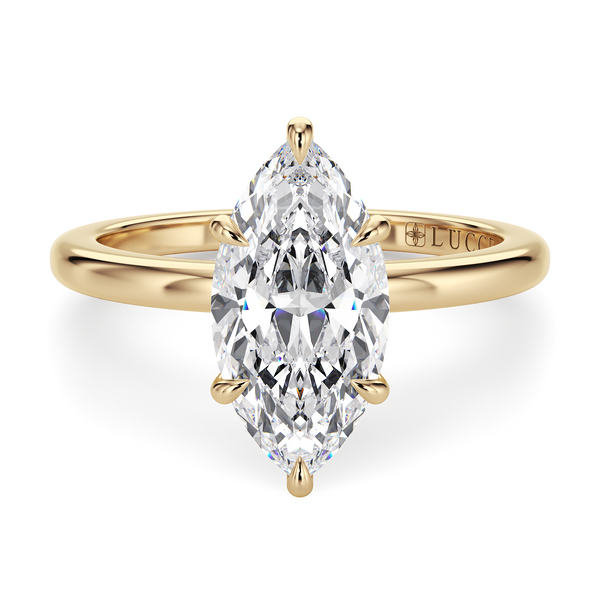 Lucce Verona Marquise Natural Diamond 0.50ct D VVS2 Ex GIA 18K Yellow Gold/ Platinum