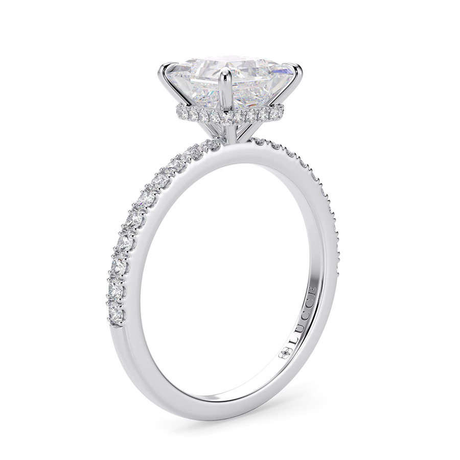 Load image into Gallery viewer, LUCCE High Setting Pavé Princess Diamond or Gemstone Engagement Ring with Hidden Halo in Gold or Platinum
