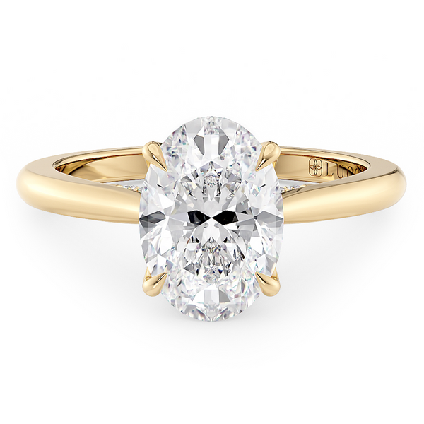 LUCCE CUSTOM AZALEA™ 4-Prong Oval Lab Diamond 2.49ct D VVS2 IGI 14K Yellow Gold