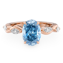 Load image into Gallery viewer, Lucce Constance Petal Oval 4-Prong Ocean Blue Diamond
