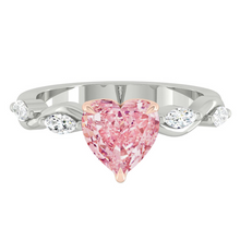 Load image into Gallery viewer, Lucce Constance Heart Rosé Lab Diamond 2.15ct Fancy Intense Pink VS1 IGI Platinum and 18K Rose Gold Prongs
