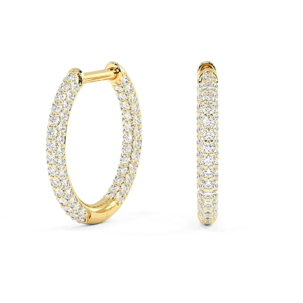 Lucce Montevalle Luxe Hoop Earrings 0.90CTW Lab Diamond 18K Yellow Gold