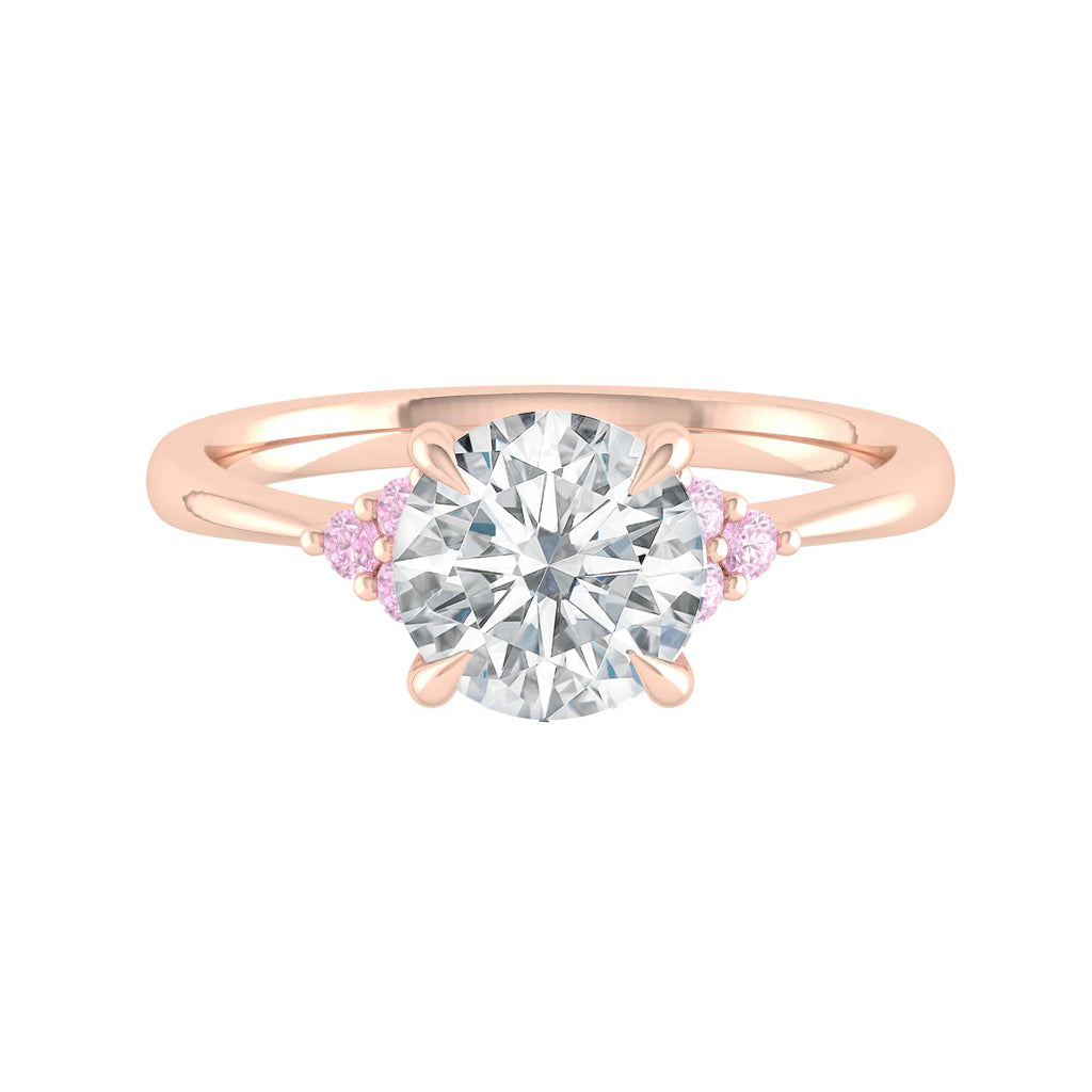 Moissanite Engagement Ring with Pink Diamond Cluster Design Philippines