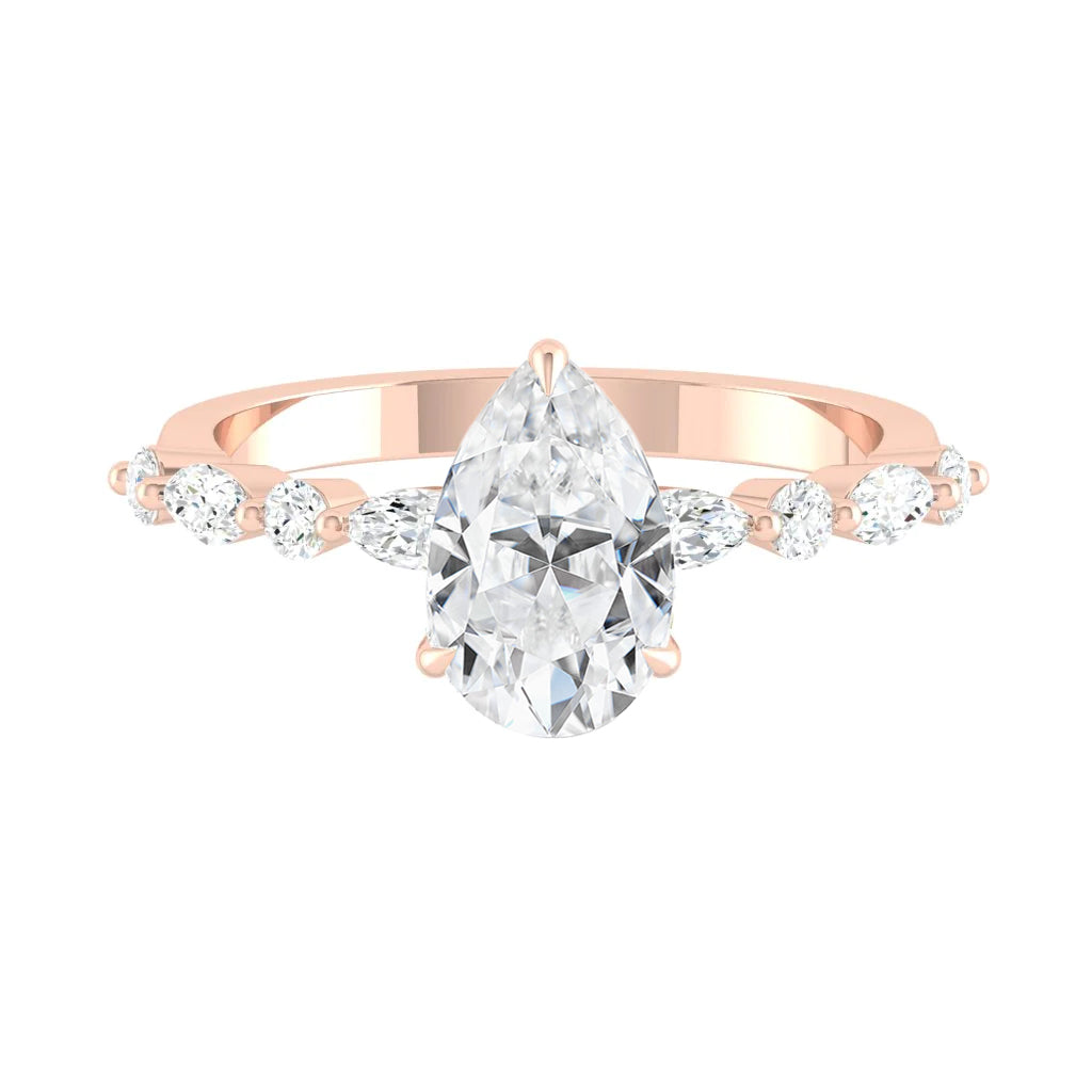 Paula Pear Lab Diamond Engagement Ring with Hidden Petal Design – Lucce