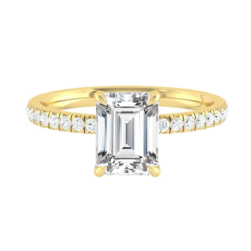 Lucia Pavé Emerald Lab Diamond 1.01ct D VVS2 Ex IGI 14K Yellow Gold