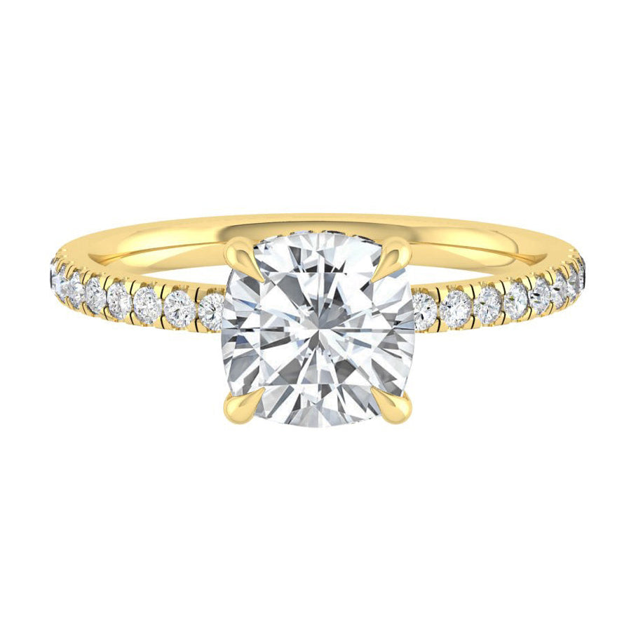 Verona Pavé Cushion Lab Diamond 0.52ct D VVS2 Ex IGI 14K Yellow Gold