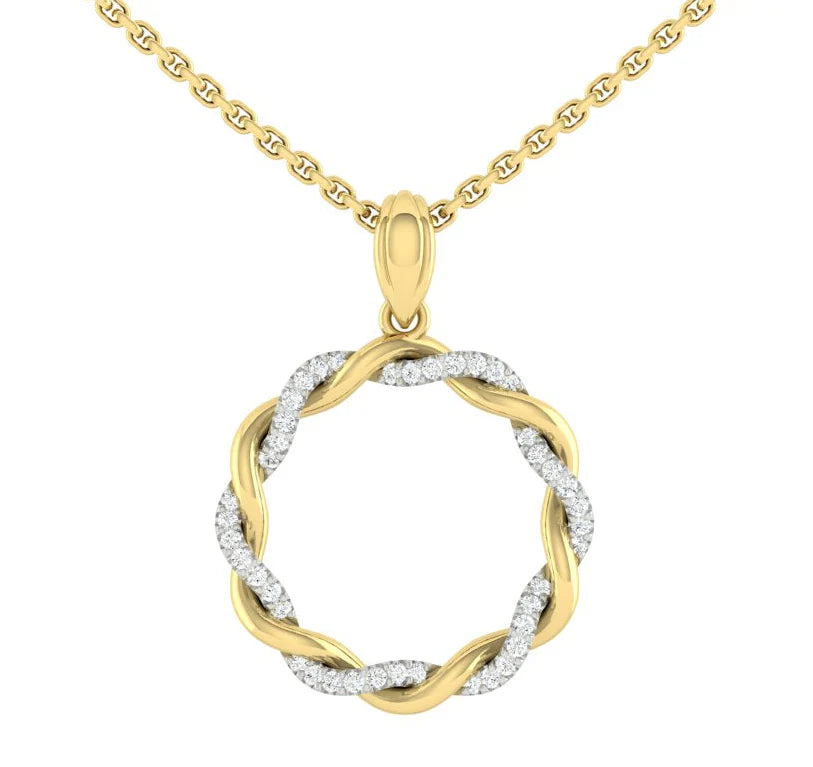 Fiore Necklace 0.24CTW Natural Diamond 14K Yellow and White Gold