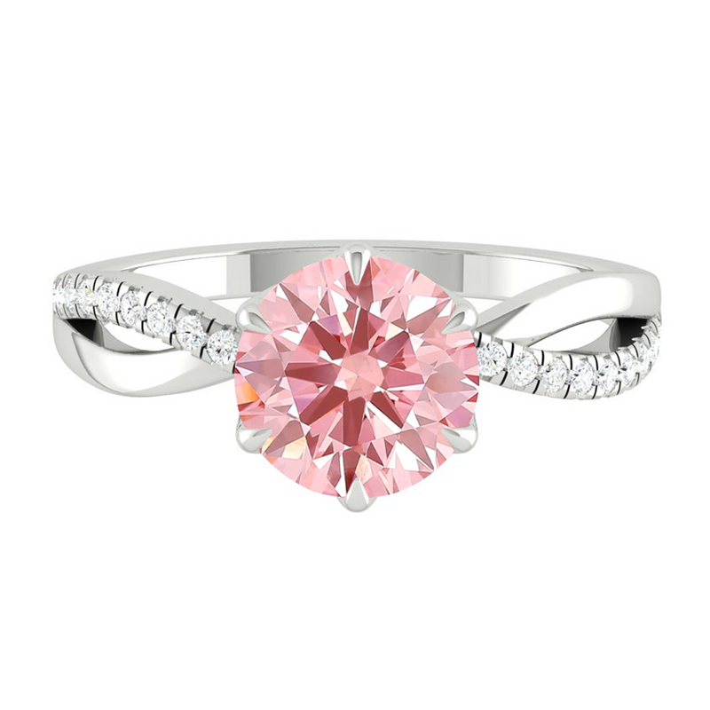Pink Diamond Engagement Ring with Pave Infinity Gold Platinum band Philippines