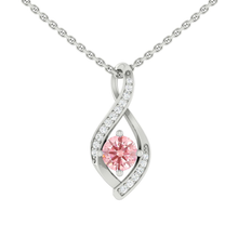 Load image into Gallery viewer, Lucce Kaela Infinity Round Rosé Necklace Lab Diamond 0.40CT Fancy Vivid Pink VS1 VG IGI Platinum
