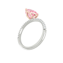 Load image into Gallery viewer, Pink Pear Diamond Engagement ring with Tri-row Pave Gold or Platinum band and petals Manila Philippines
