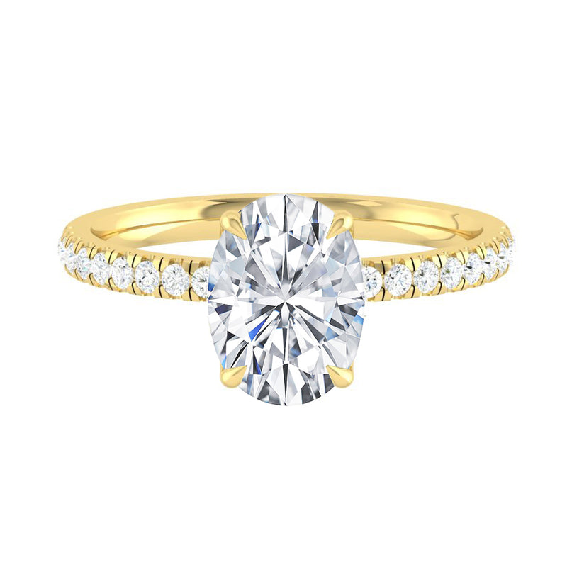 Lucia Pavé Oval Lab Diamond 0.56ct D VVS2 14K Yellow Gold