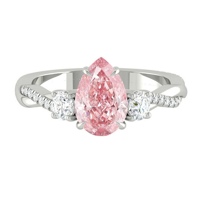 Fiore Trio Pear Rosé Pink Diamond Platinum