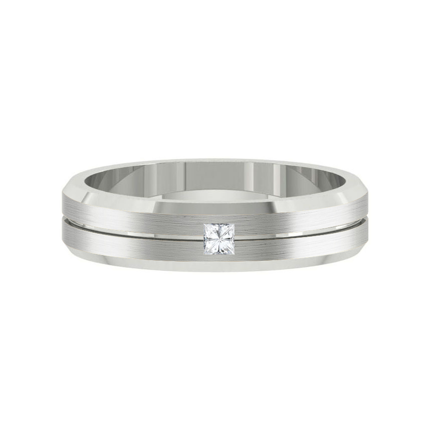 Lucce Philip Mi Brushed 5mm 0.08ct Lab Diamond 14K White Gold