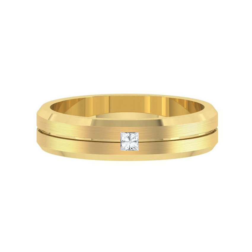 Load image into Gallery viewer, LUCCE PHILIP MI™ Brushed 4mm 0.08ct Natural Diamond 14K Yellow Gold

