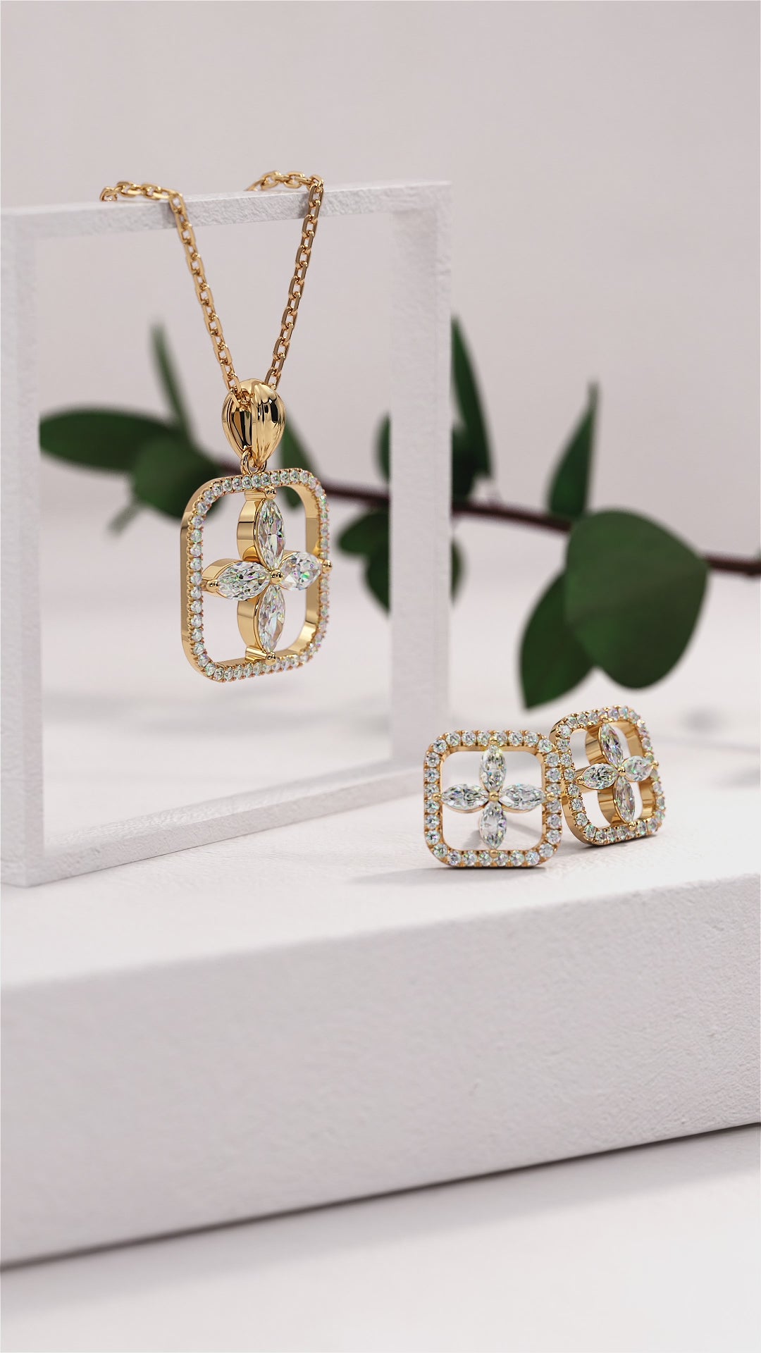 Load and play video in Gallery viewer, Constance Necklace and Earrings with Round and Marquise Lab or Natural Diamonds in Gold or Platinum Fine Jewelry
Lucce, Manila, Philippines
