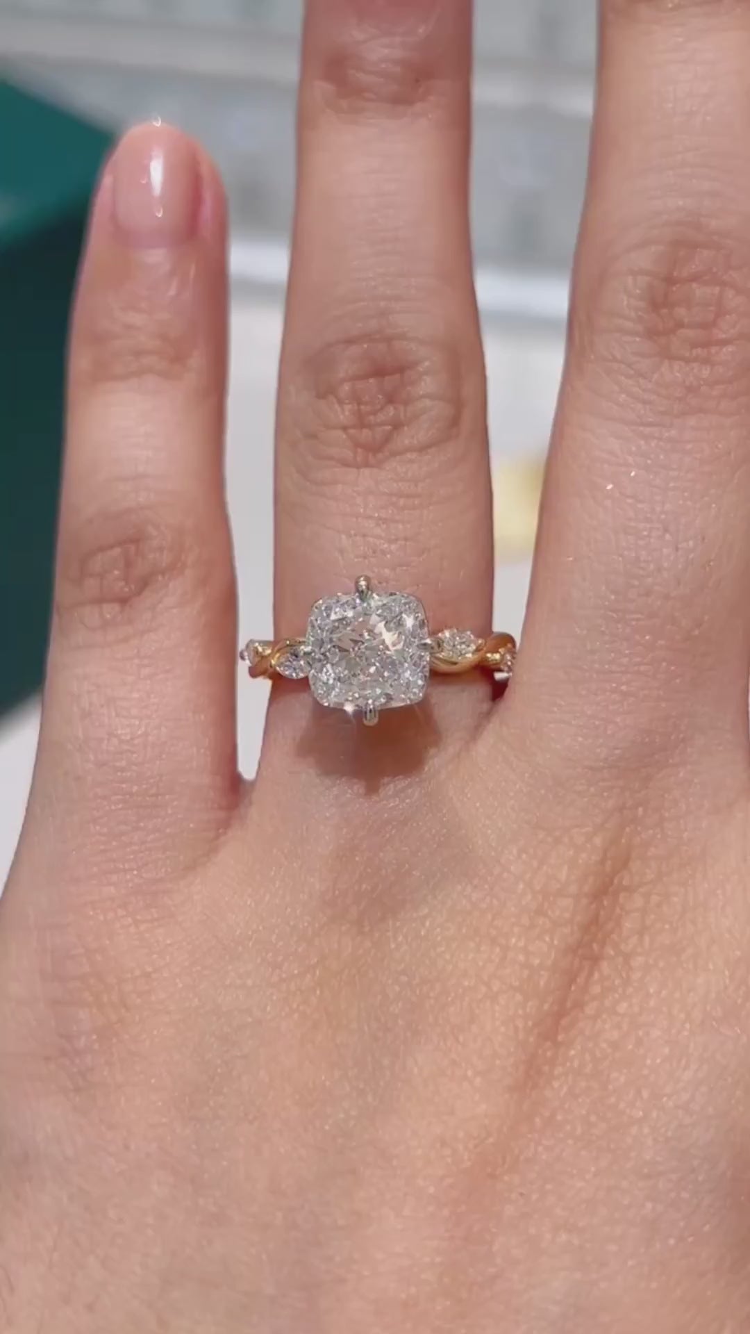 Load and play video in Gallery viewer, Constance Cushion Engagement Ring with Marquise Accents, Lab or Natural Diamonds in Gold or Platinum Fine Jewelry
Lucce, Manila, Philippines
