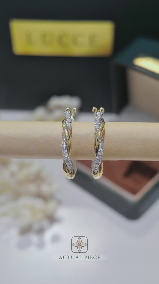 LUCCE FIORE™ Hoop Earrings 0.30ctw Natural Diamond 14K Yellow and White Gold