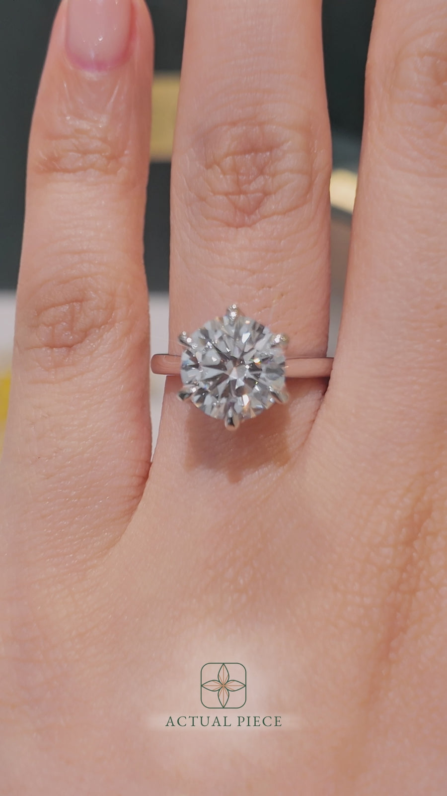 Load and play video in Gallery viewer, LUCCE Cathedral Round Diamond Solitaire Engagement Ring with Petal Prongs and Hidden accent Stones in Gold or Platinum
