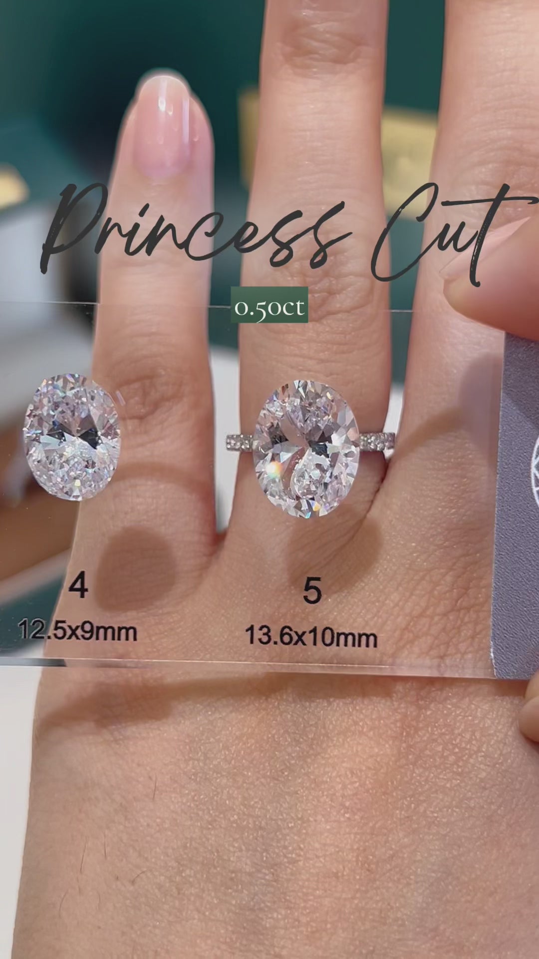 Load and play video in Gallery viewer, LUCCE Carat Guide for Princess cut Lab Grown or Natural Diamonds Engagement Ring Philippines

