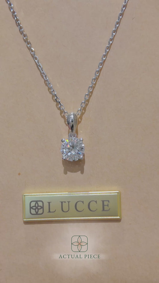 LUCCE KAELA™ Round Necklace 1.00ct FOREVER ONE Moissanite Platinum