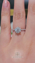 Load and play video in Gallery viewer, Lucce Lucia Pavé Luxe Round Lab Diamond 1.25ct D VVS2 Id IGI 14K Rose Gold and Platinum Prongs

