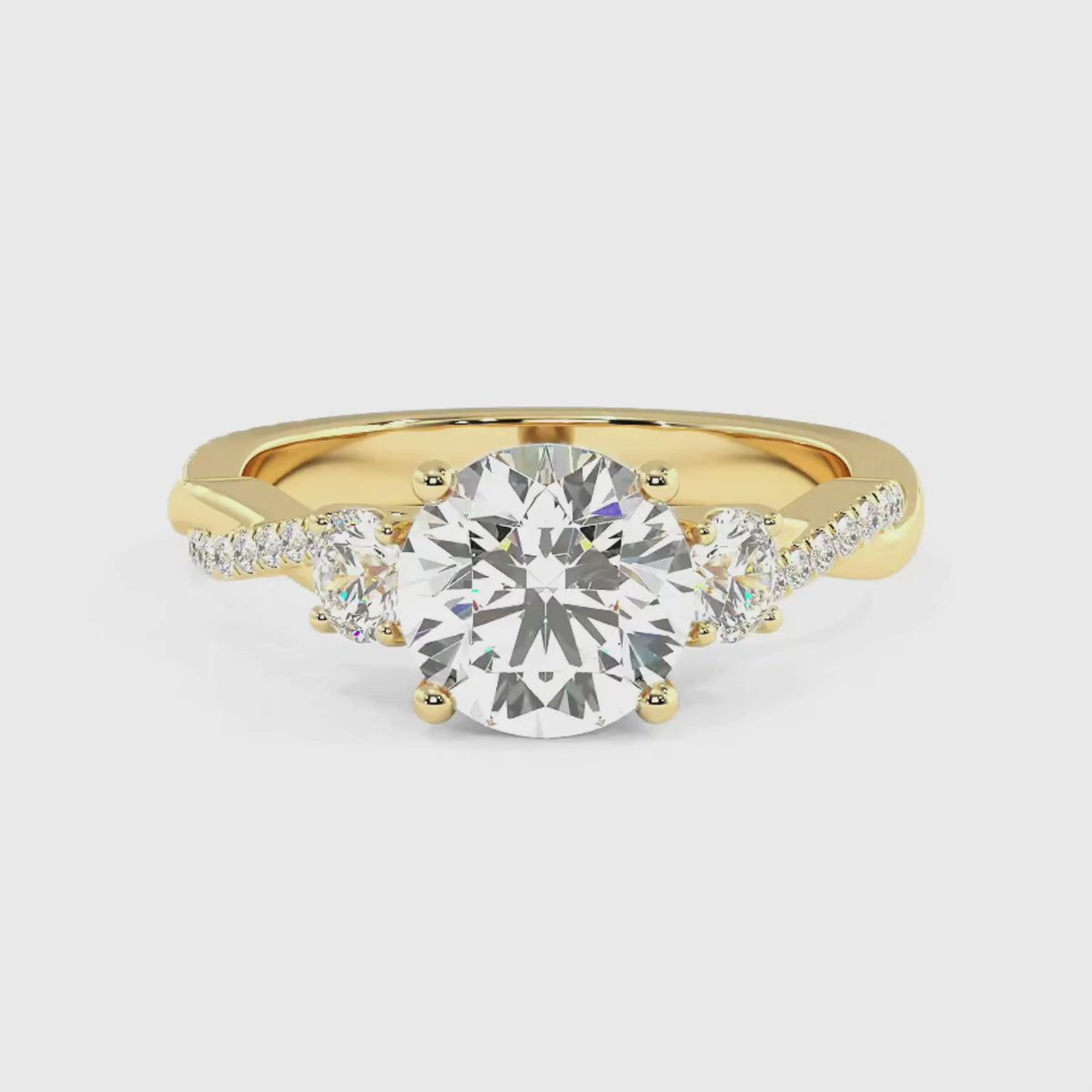 Load and play video in Gallery viewer, Trio Diamond Engagement Ring with Pave Twisting Gold Platinum band Philippines
