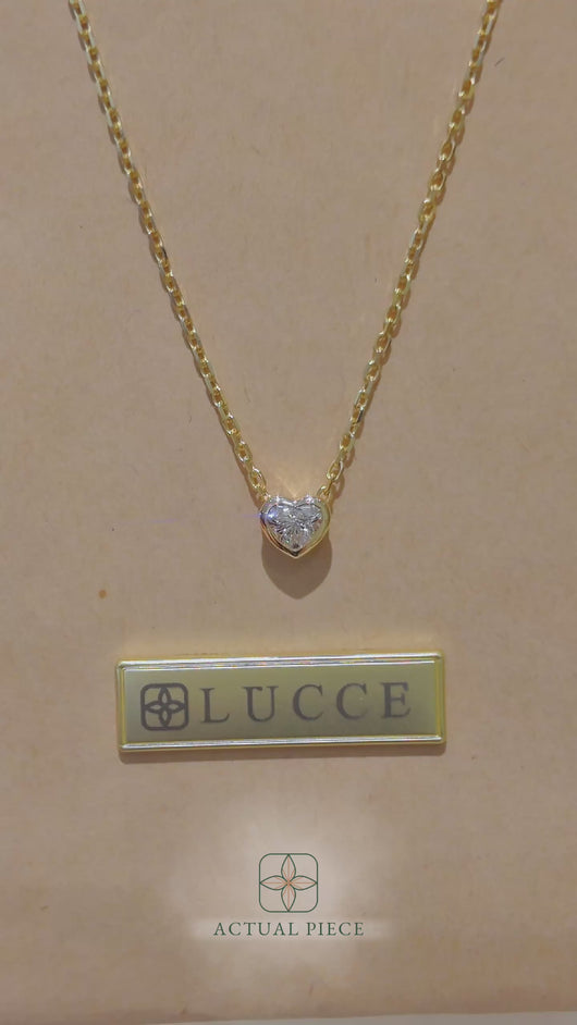 LUCCE CARLA™ Heart Necklace Natural Diamond 0.30ct G VS1 GIA 14K Yellow Gold
