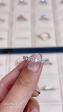 Load and play video in Gallery viewer, oval cut lab diamond eternity ring close up

