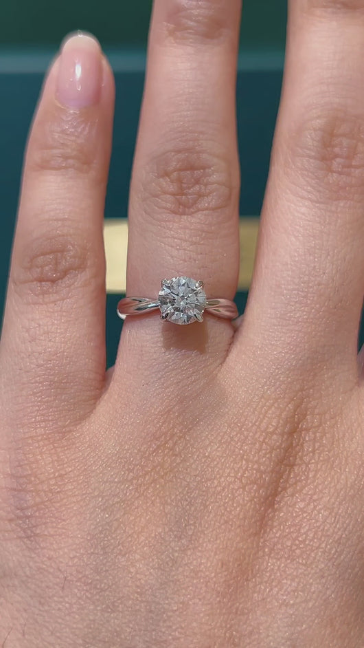 LUCCE FIORE™ Solitaire Round 1.00ct FOREVER ONE Moissanite 14K White Gold