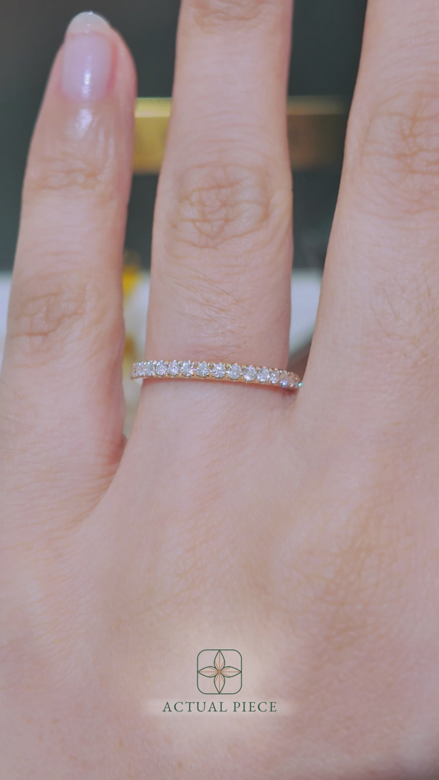 Load and play video in Gallery viewer, LUCCE Half Eternity Pavé Diamond Ring in Yellow Gold
