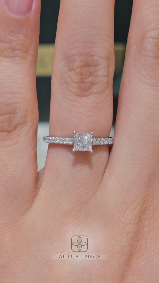 LUCCE FIRENZE™ Pavé Princess Natural Diamond 0.50ct F VS1 Ex GIA Platinum