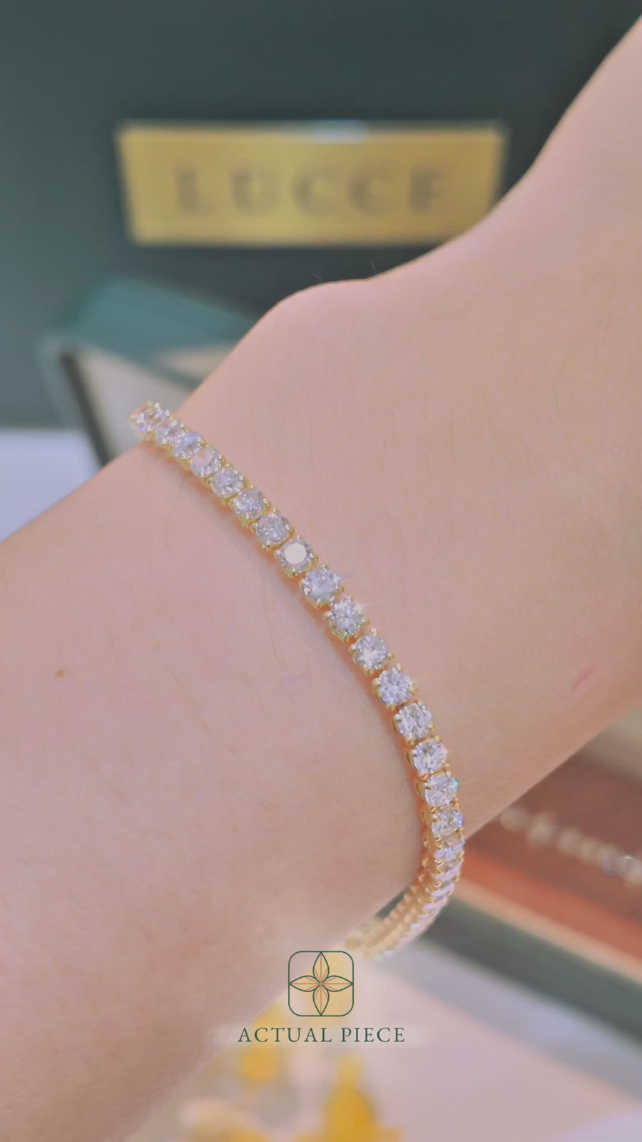 Load and play video in Gallery viewer, LUCCE KAELA™ Tennis Bracelet 5.00ctw Lab Diamond 14K Yellow Gold
