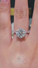 Load and play video in Gallery viewer, Lucce Paula Luxe Round Lab Diamond 3.02ct E VS1 Ex GIA Platinum
