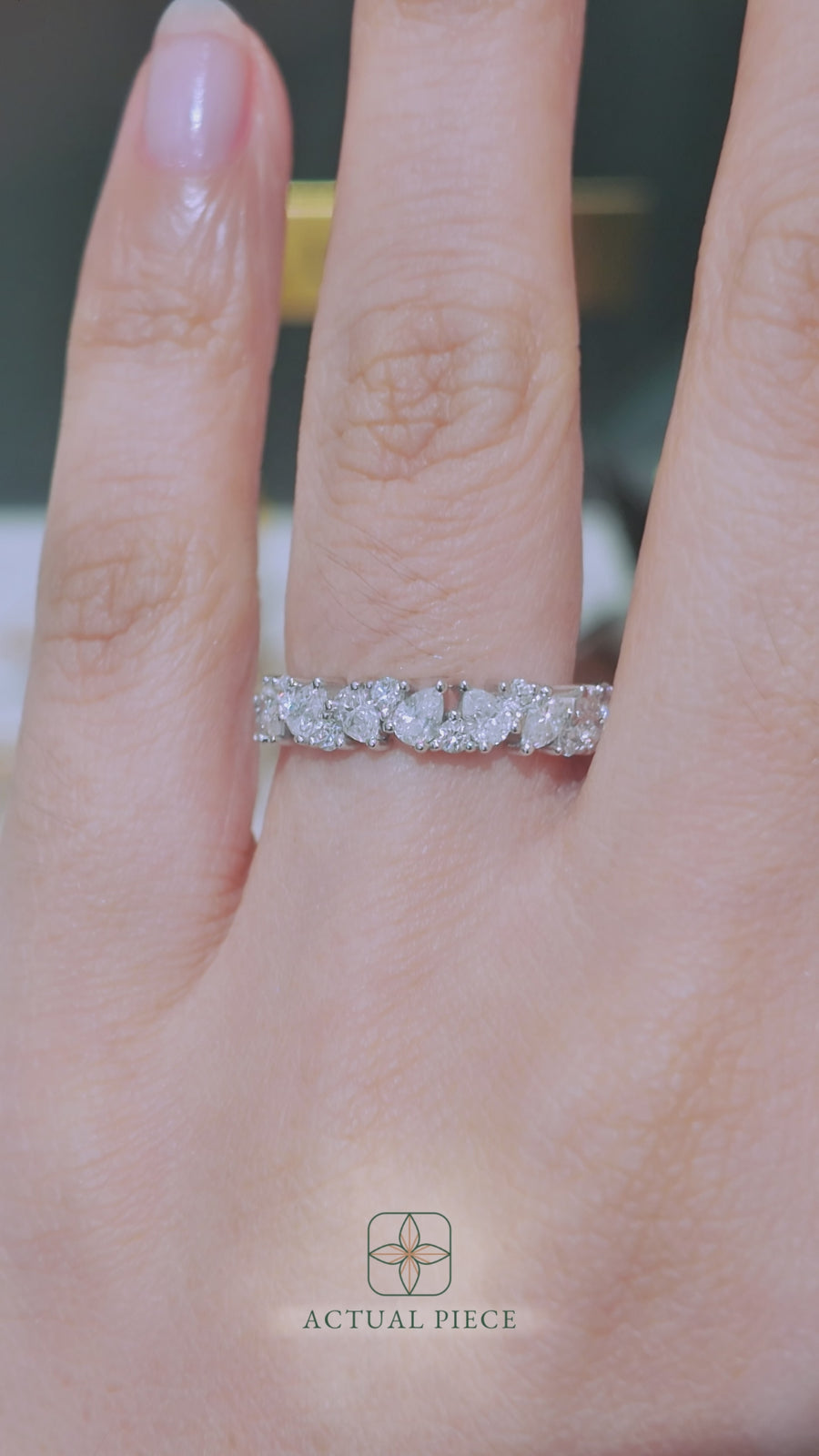 Load and play video in Gallery viewer, LUCCE Half LUCCE Half Eternity Alternating Pear and Round Diamond Ring in Gold or Platinum Pavé Diamond Ring in Gold or Platinum
