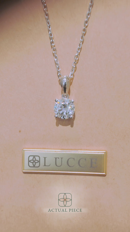 LUCCE KAELA™ Round Necklace 1.00ct FOREVER ONE Moissanite Platinum