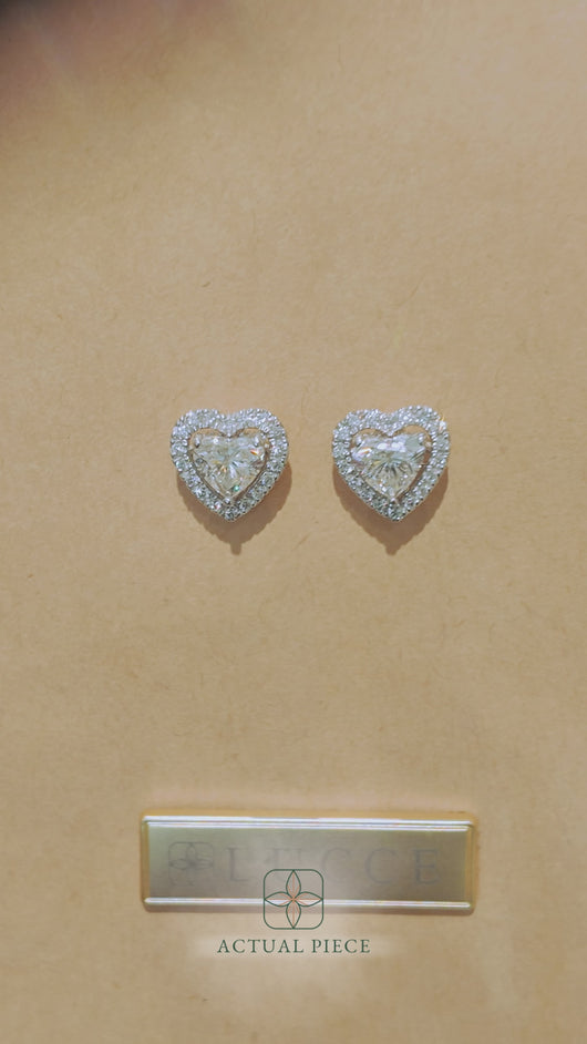 LUCCE MONTEVALLE™ Heart Earrings Natural Diamond 1.30ctw (1.00ctw F VS2 GIA Center Stones) Platinum