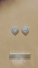 Load and play video in Gallery viewer, Lucce Montevalle Heart Earrings Natural Diamond 1.30ctw (1.00ctw F VS2 GIA Center Stones) Platinum
