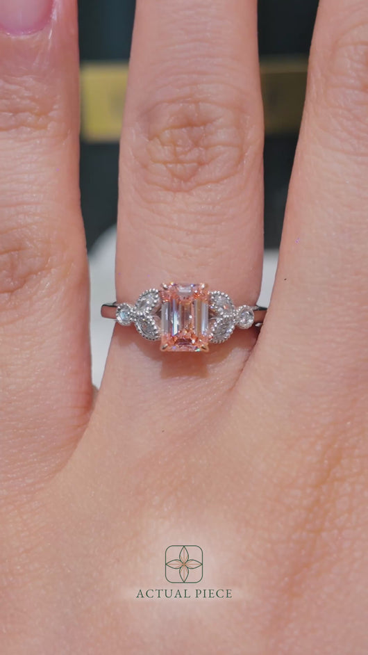 LUCCE STELLA™ Emerald ROSÉ™ Pink Lab Diamond 1.02ct FIP VS1 IGI Platinum and 14K Rose Gold Prongs