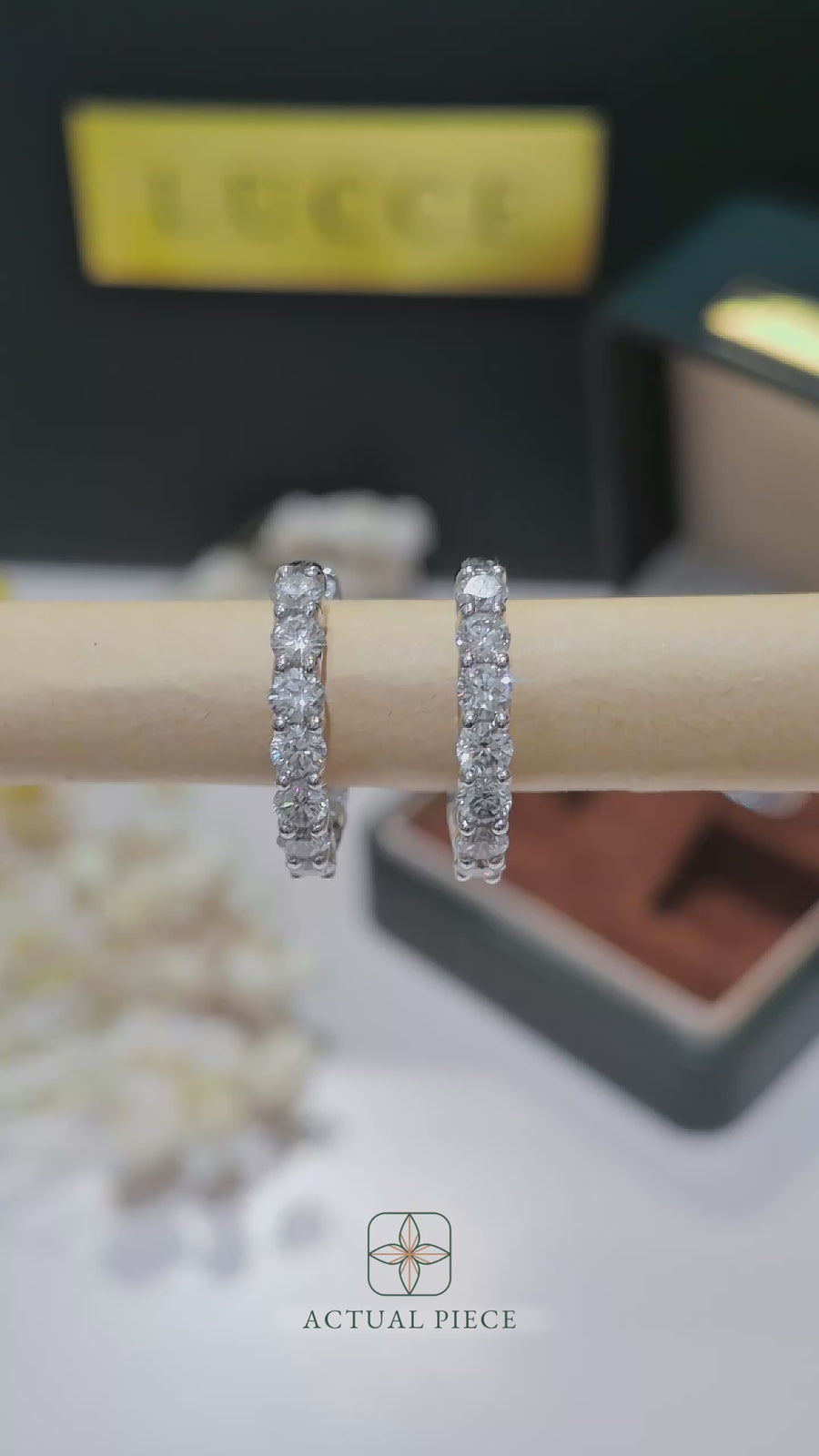 Load and play video in Gallery viewer, LUCCE RIVERA™ Eternity Hoop Earrings 2.20ctw Lab Diamond Platinum

