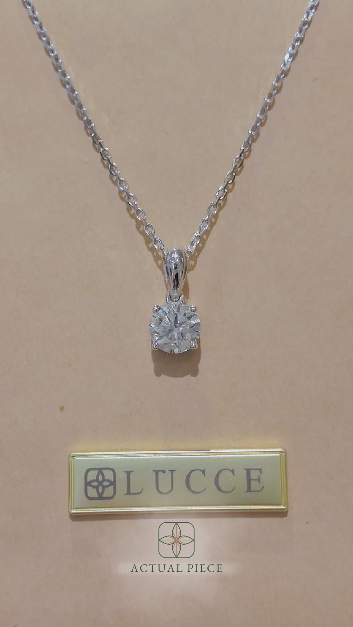 Load and play video in Gallery viewer, LUCCE Low Setting Round Diamond with Hidden Accents Pendant Necklace in White Gold
