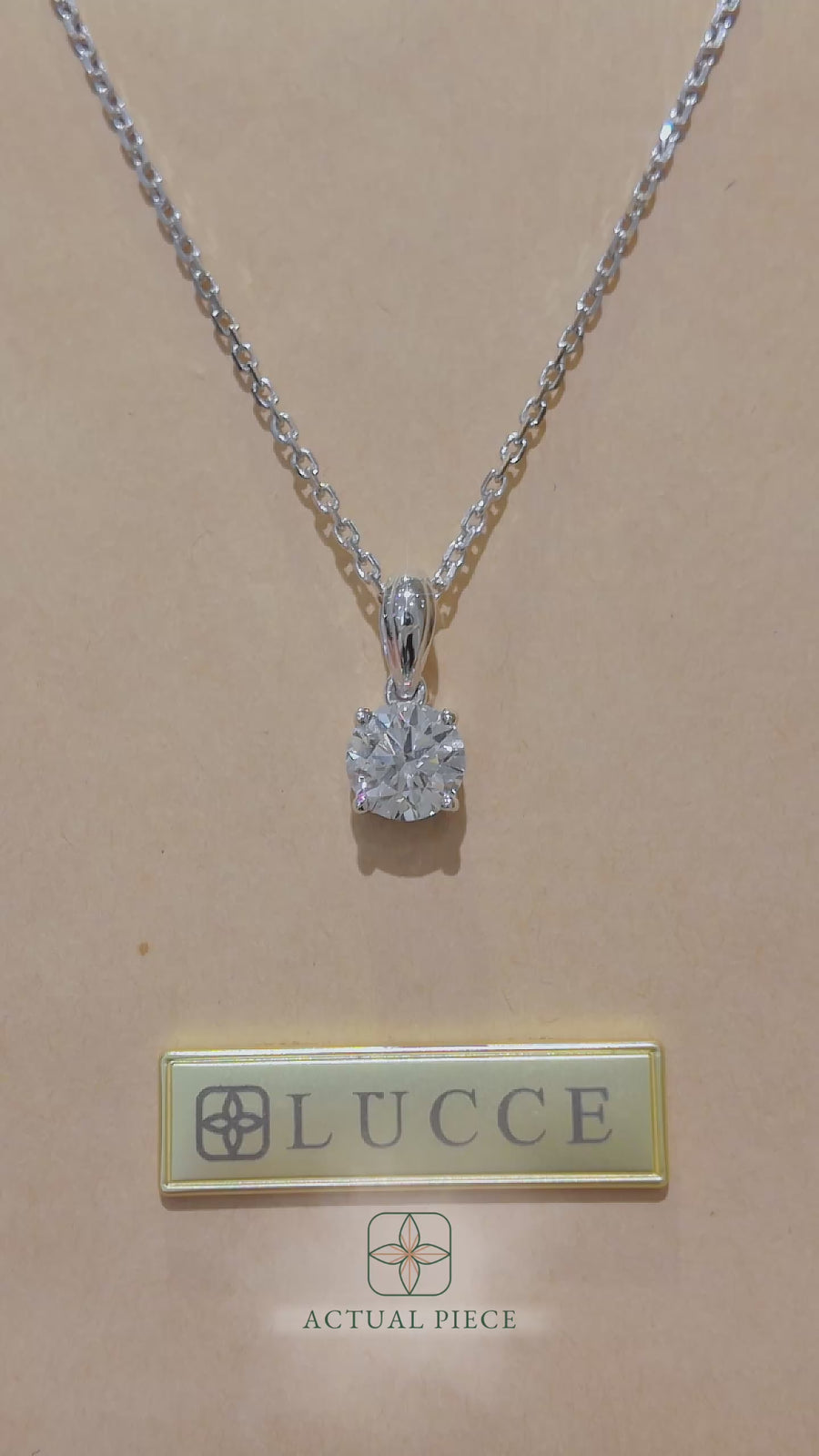Load and play video in Gallery viewer, LUCCE Low Setting Round Diamond with Hidden Accents Pendant Necklace in White Gold
