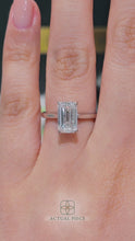 Load and play video in Gallery viewer, Emerald Diamond Engagement Ring with Cathedral Solitaire Gold Platinum band Philippines
