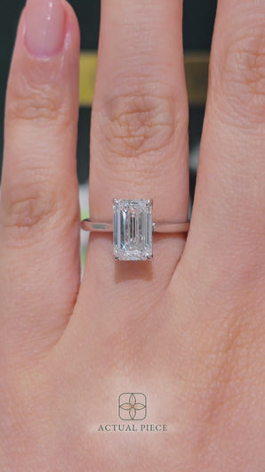 Emerald Diamond Engagement Ring with Cathedral Solitaire Gold Platinum band Philippines