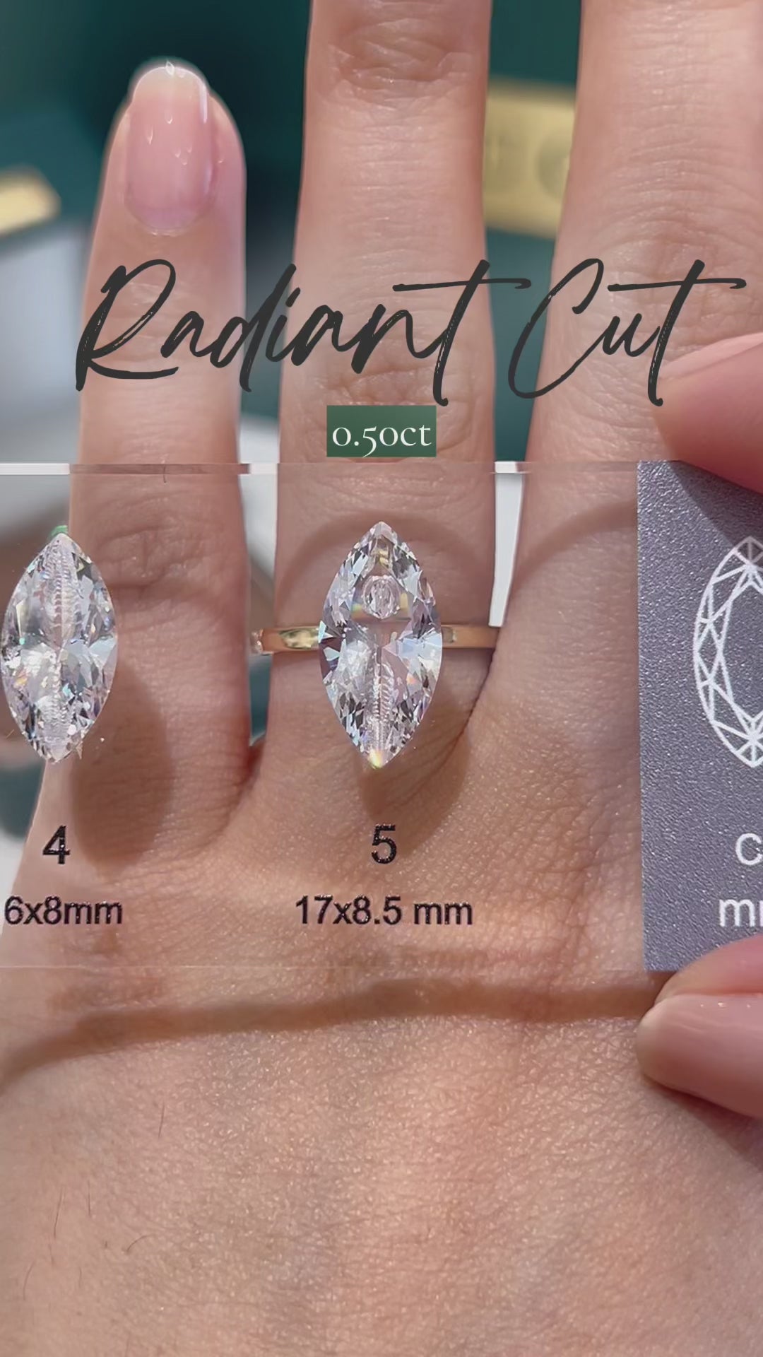 Load and play video in Gallery viewer, LUCCE Radiant cut Diamond Carat guide for Engagement Ring Center Stone
