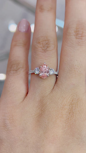 Pink Diamond Engagement Ring with Three Stone Design Philippines